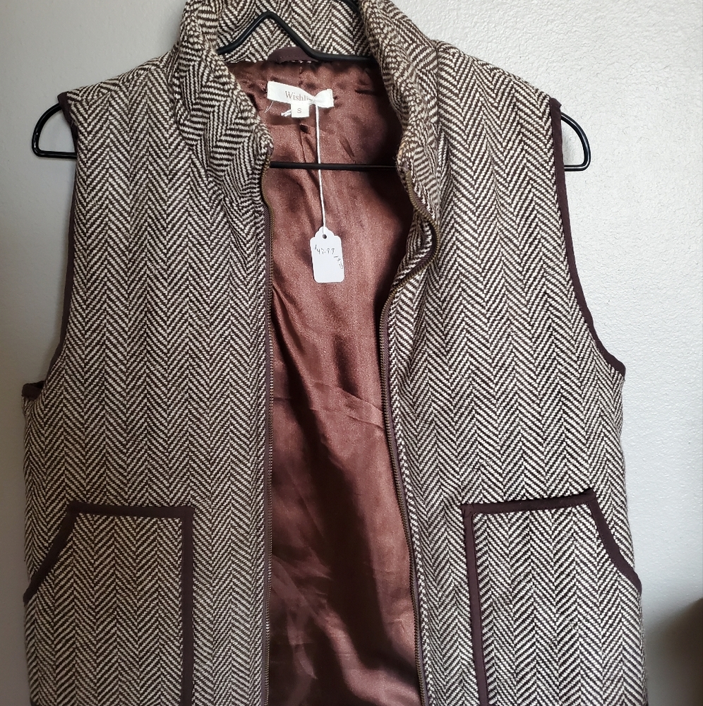 Womens Herringbone Vest - NWT - Small